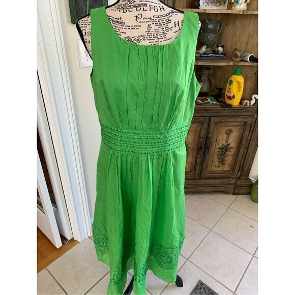 Jones of New York Green Cotton Sleeveless Dress - Picture 7 of 7
